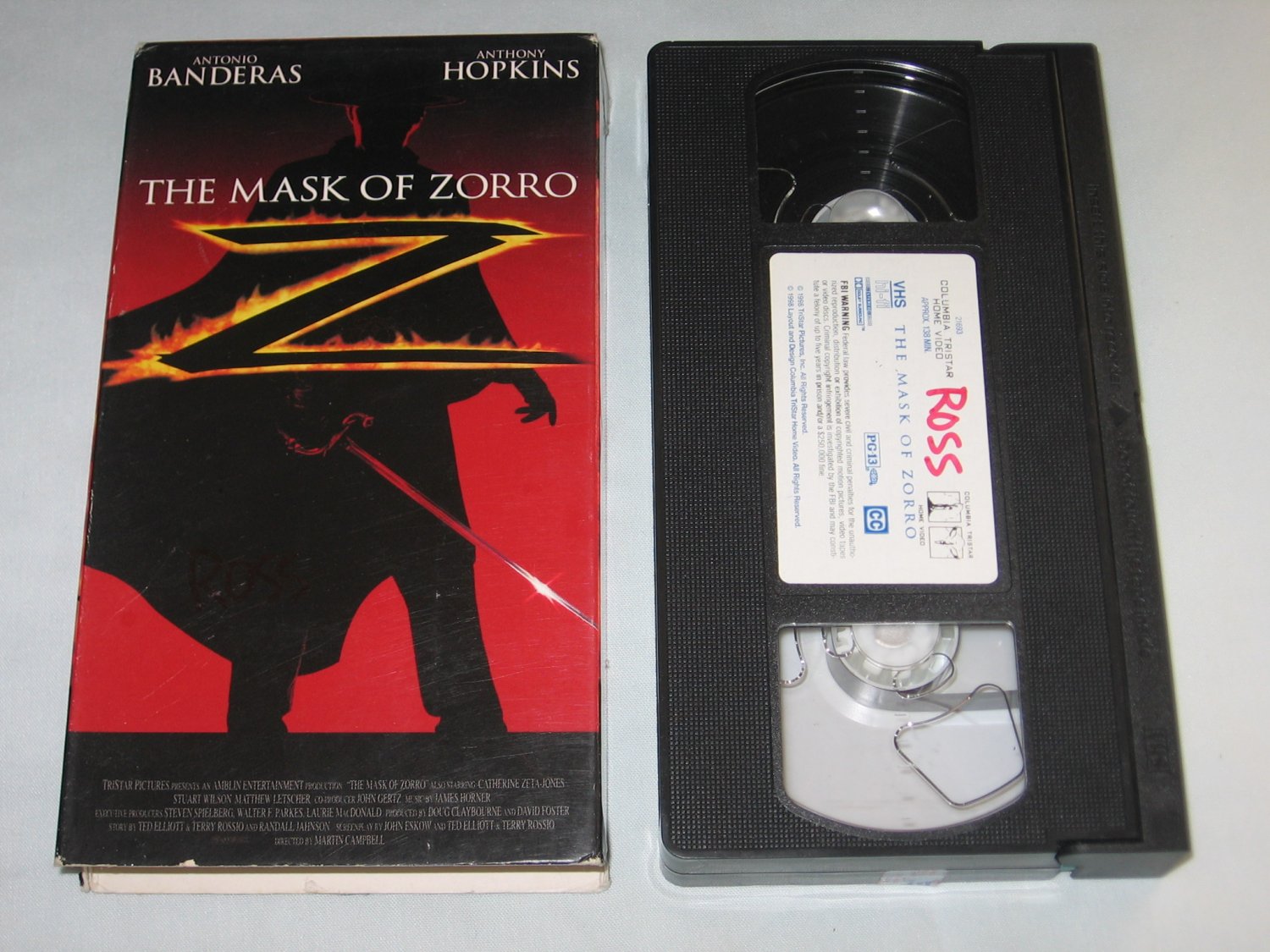 The Mask of Zorro (VHS, 1998) Antonio Banderas, Anthony Hopkins ...