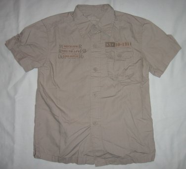 Faded Glory Vintage Wash Gray Shirt Short Sleeves Button Down Boys Size XS 4 / 5