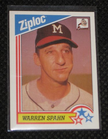 Warren Spahn Boston Milwaukee Braves Baseball Card 1992 Ziploc Dow Brands Promo Item RARE