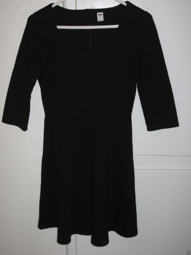 OLD NAVY BlackJack Fit Flare Dress Knit Stretch Black 3/4 Sleeves Womens Size S P Small Petite