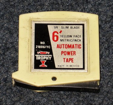 Vintage Trophy 6 foot Yellow Face Automatic Power Tape Measure 21806/YC Slim Blade