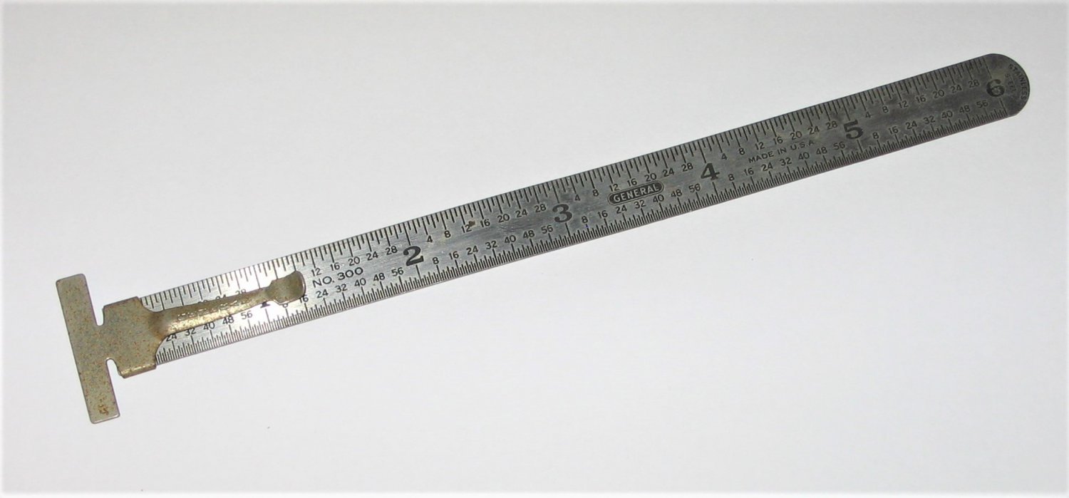 Vintage GENERAL No. 300 Machinist Pocket Ruler Depth Gauge with Clip ...