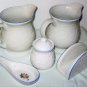 Victorian Rose Tabletops Unlimited Stoneware 5-Piece Dinnerware Set Pitchers Spoon Rest Sugar Bowl +