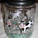 Vintage Glass Jar with COWS and Flowers Glassware from Indonesia