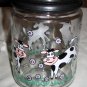 Vintage Glass Jar with COWS and Flowers Glassware from Indonesia