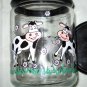 Vintage Glass Jar with COWS and Flowers Glassware from Indonesia