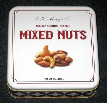 R.H. Macy & Co. MIXED NUTS in Holiday Festive Gift Tin 14oz Macy's Exclusive