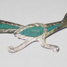 Vintage Sterling Silver Turquoise Inlay ROADRUNNER Bird Brooch Pin Lapel Mexico Vintage Sterling Silver Turquoise Inlay ROADRUNNER Bird Brooch Pin Lapel Mexico