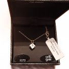 R.H. Macy's & Co Aquamarine Birthstone Gemstone Pendant Lozenge Cut 14K YG Necklace NWT