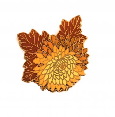 Vintage A.G.C. Fall Autumn Leaves Flower Enamel Pin Brooch Lapel Gold Tone Fashion Jewelry