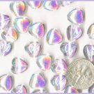 50 AB Crystal Czech Glass Puff Heart Beads - 10mm