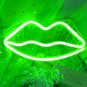 Green Lips LED Neon Sign, Green Lips Wall Light