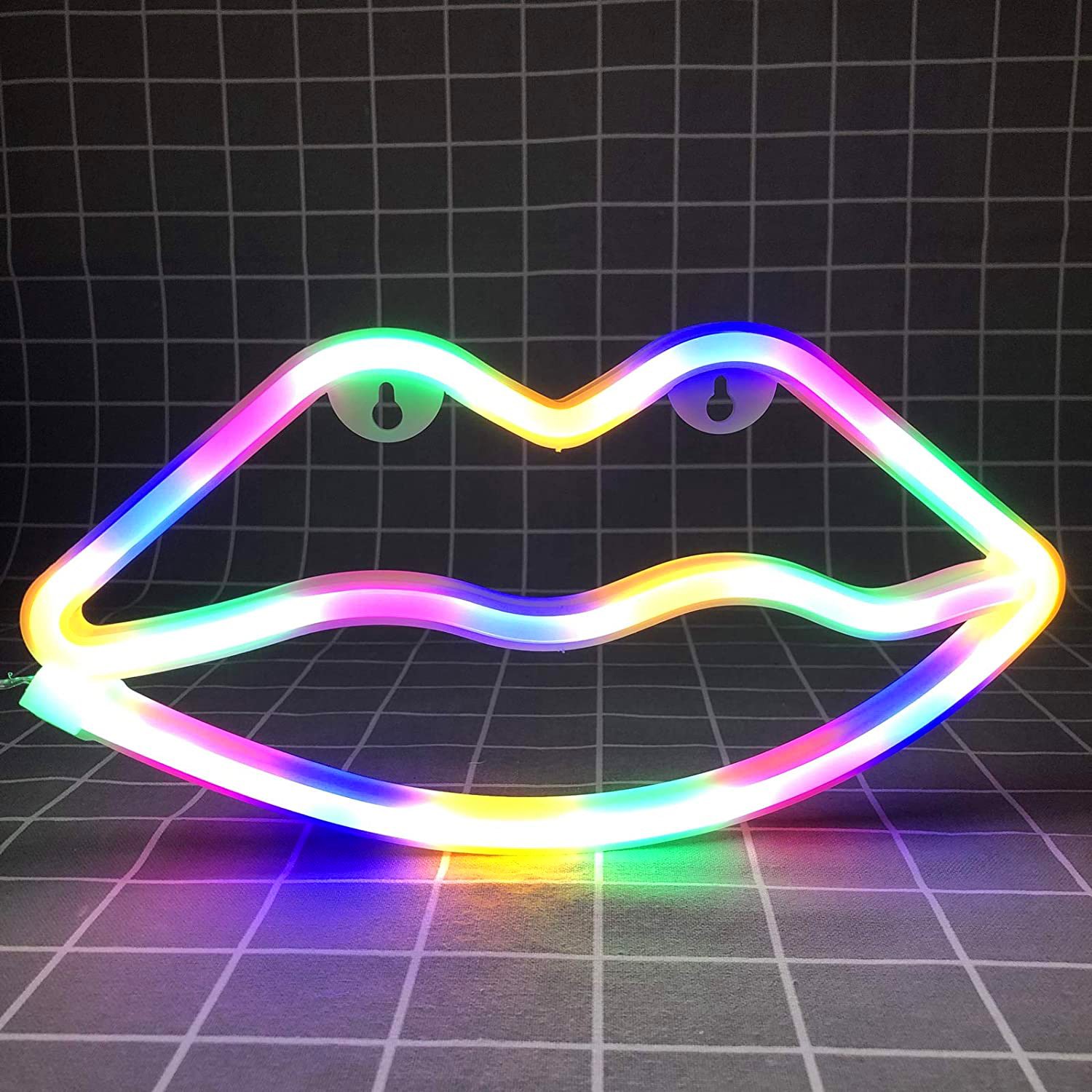 Rainbow Lips Led Neon Sign Lips Neon Wall Light 7658