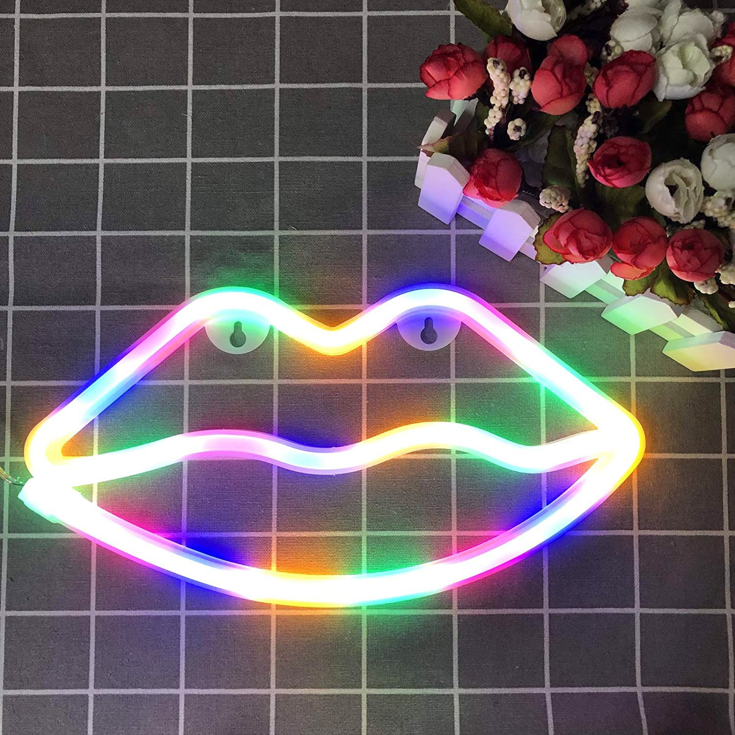 Rainbow Lips Led Neon Sign Lips Neon Wall Light 6831