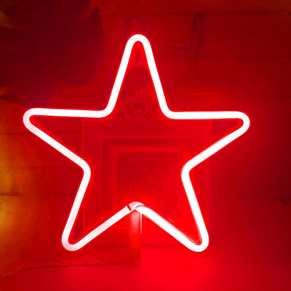 Red Star LED Neon Sign, Star Neon Wall Light