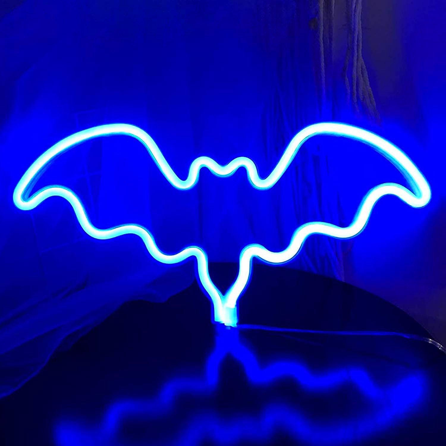 Blue Bat LED Neon Sign, Bat Neon Wall Light