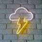 Yellow Lightning Cloud LED Neon Sign, Thundercloud Neon Wall Light