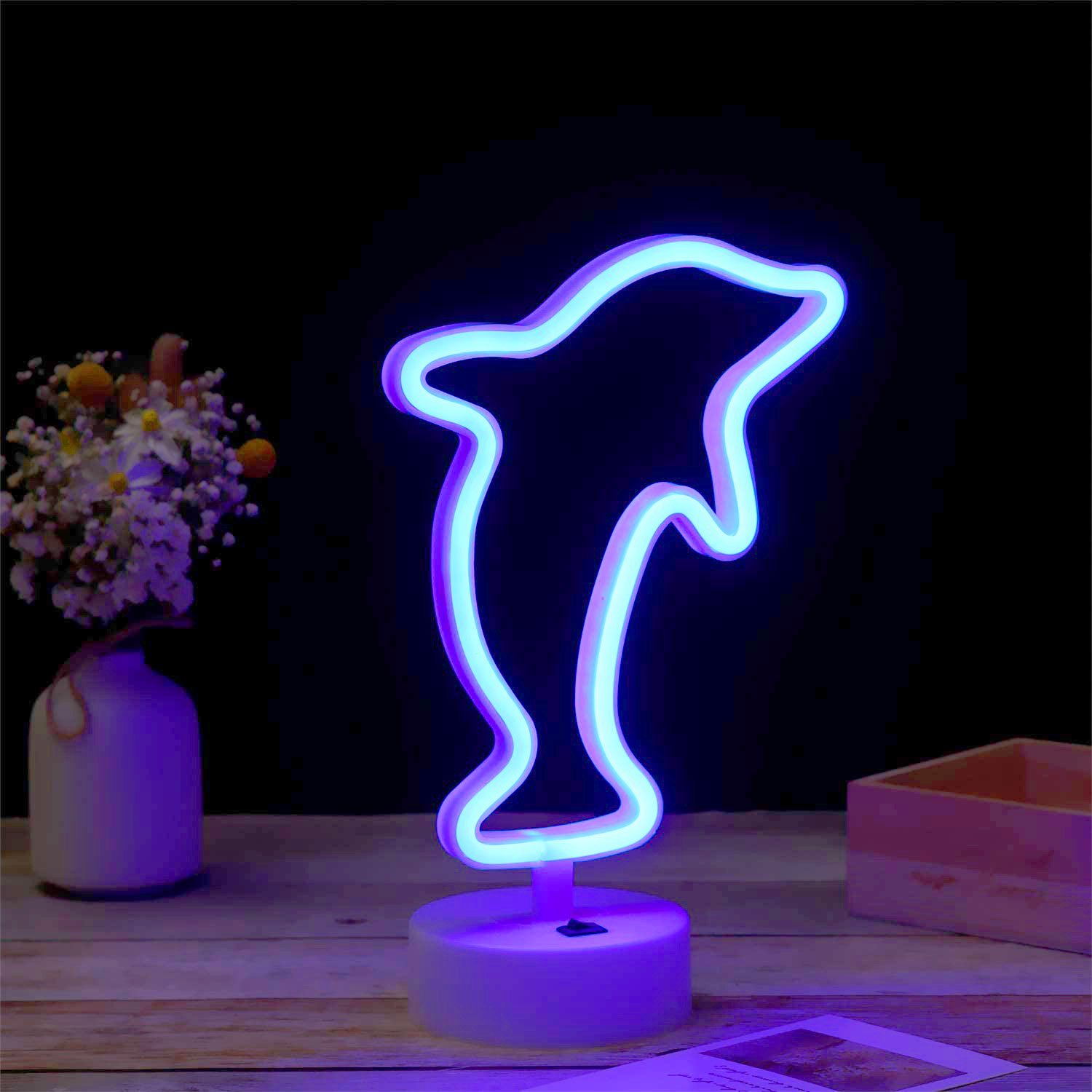 Blue Dolphin LED Neon Lamp, Dolphin Neon Lamp, Blue Desk Lamp