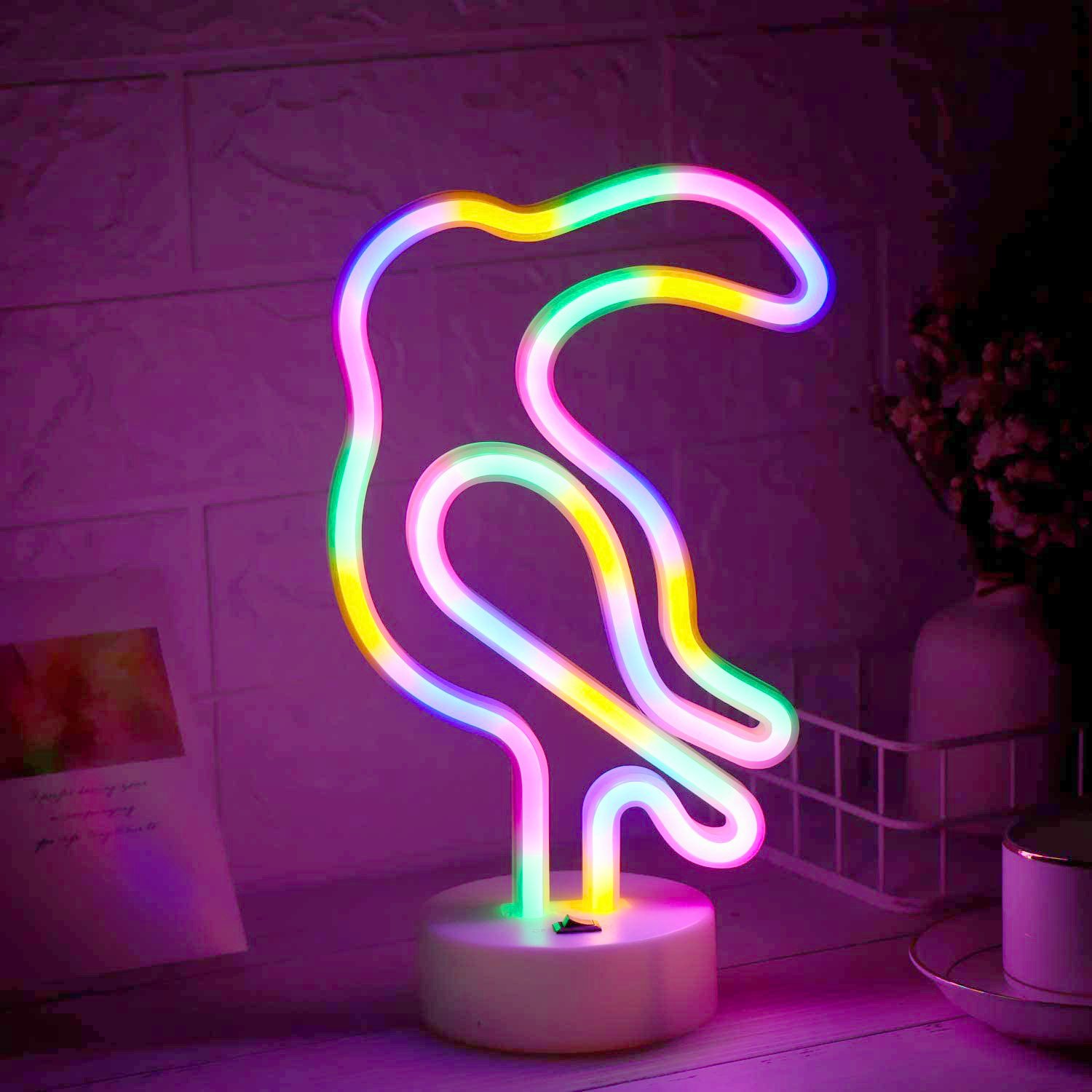 Rainbow Toucan LED Neon Lamp, Toucan Neon Lamp, Toucan Desk Lamp