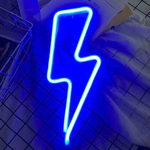 Blue Lightning Bolt LED Neon Sign, Lightning Wall Light