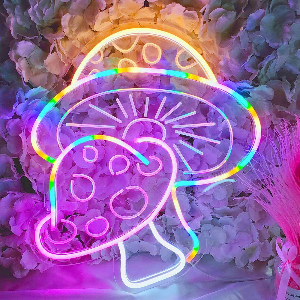 Rainbow Mushroom LED Neon Sign, Mushroom Wall Light