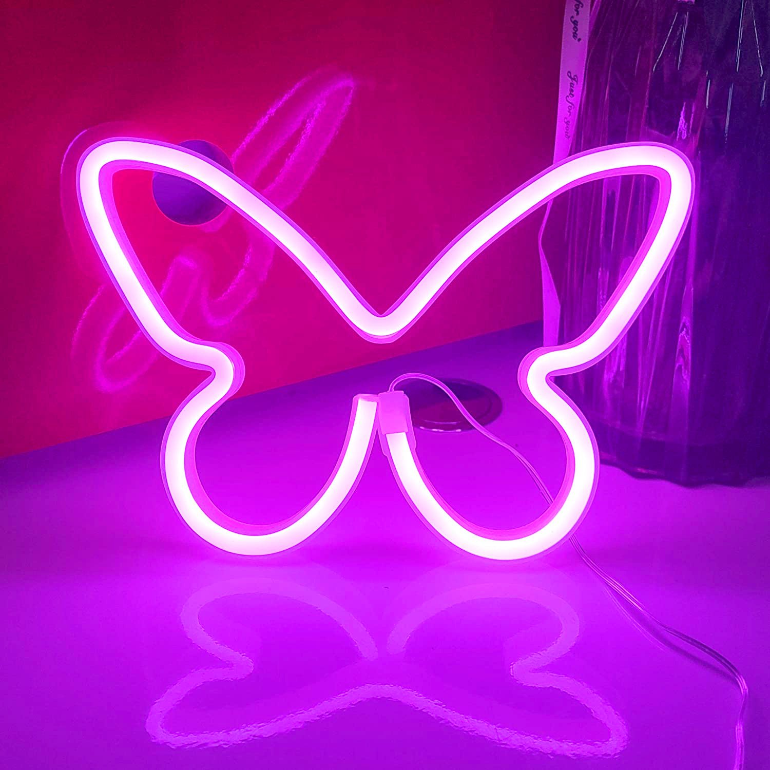 Pink Butterfly LED Neon Sign, Butterfly Wall Light