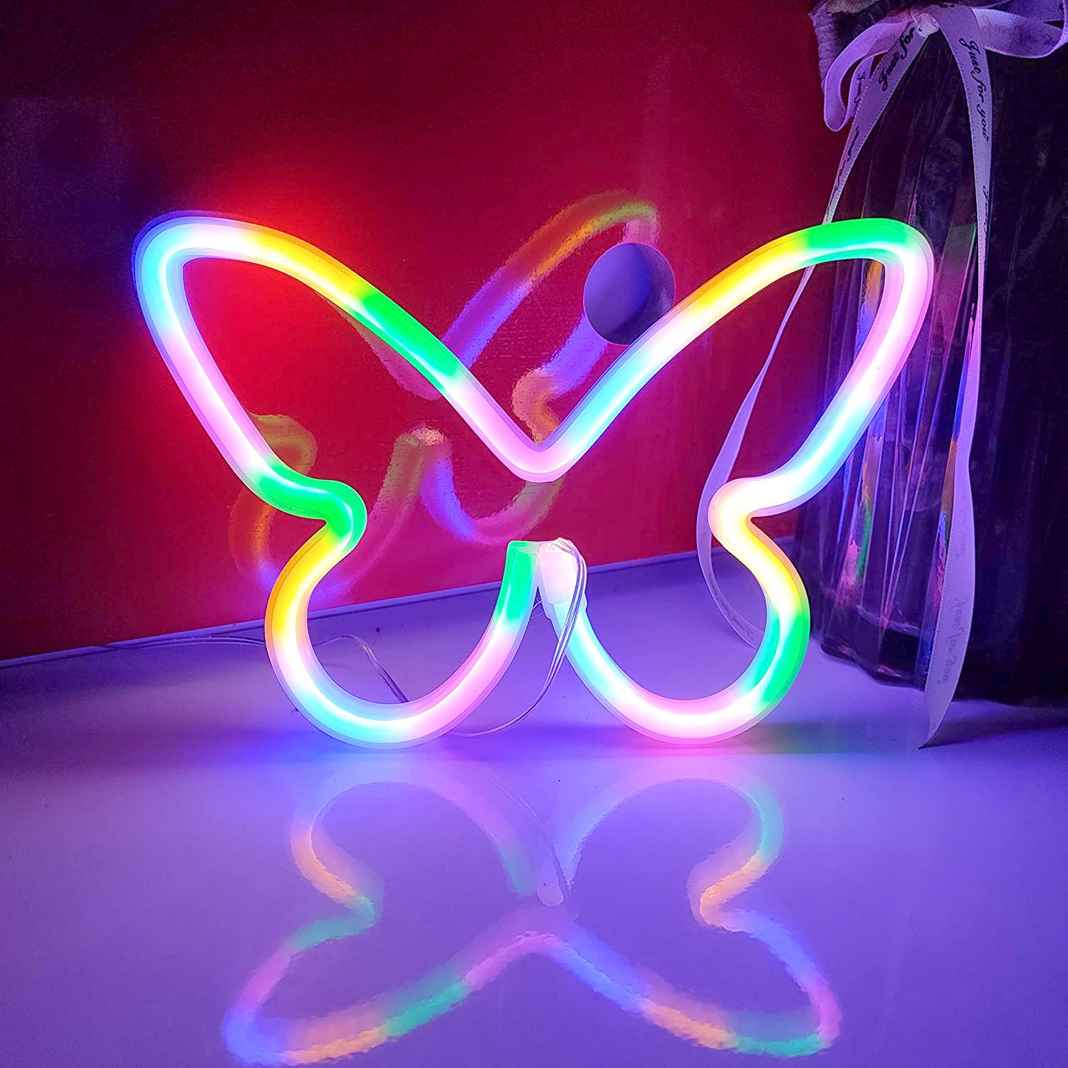 Rainbow Butterfly LED Neon Sign, Butterfly Wall Light