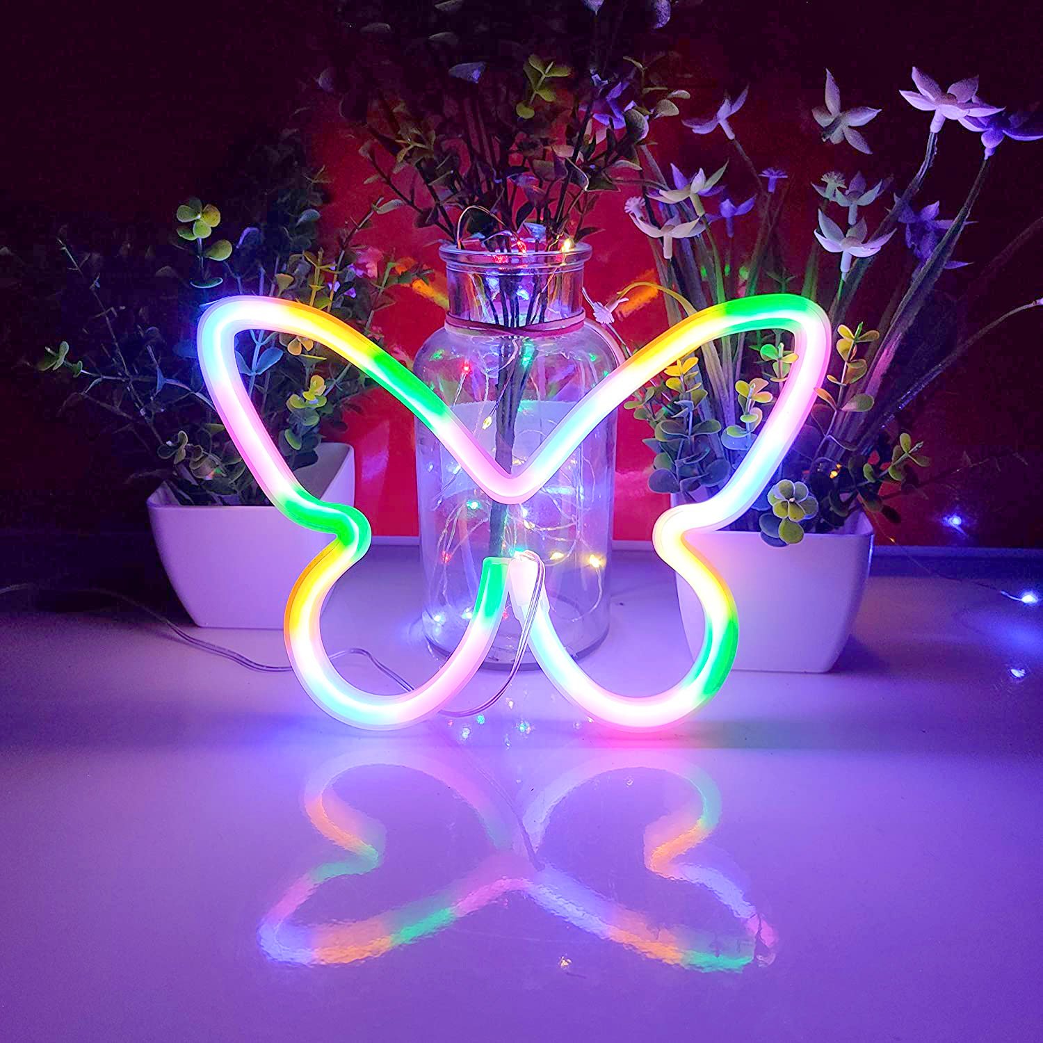 Rainbow Butterfly LED Neon Sign, Butterfly Wall Light