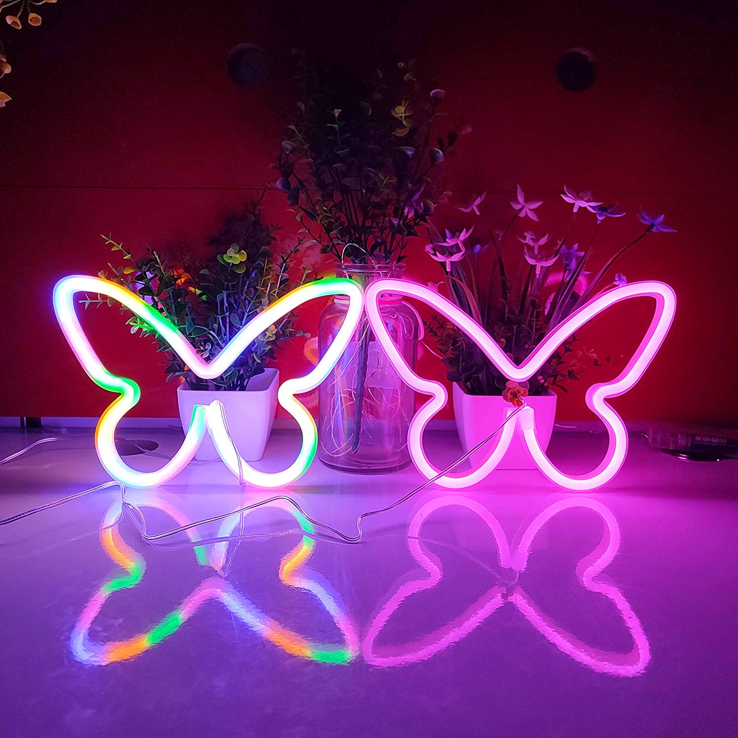 Rainbow Butterfly LED Neon Sign, Butterfly Wall Light