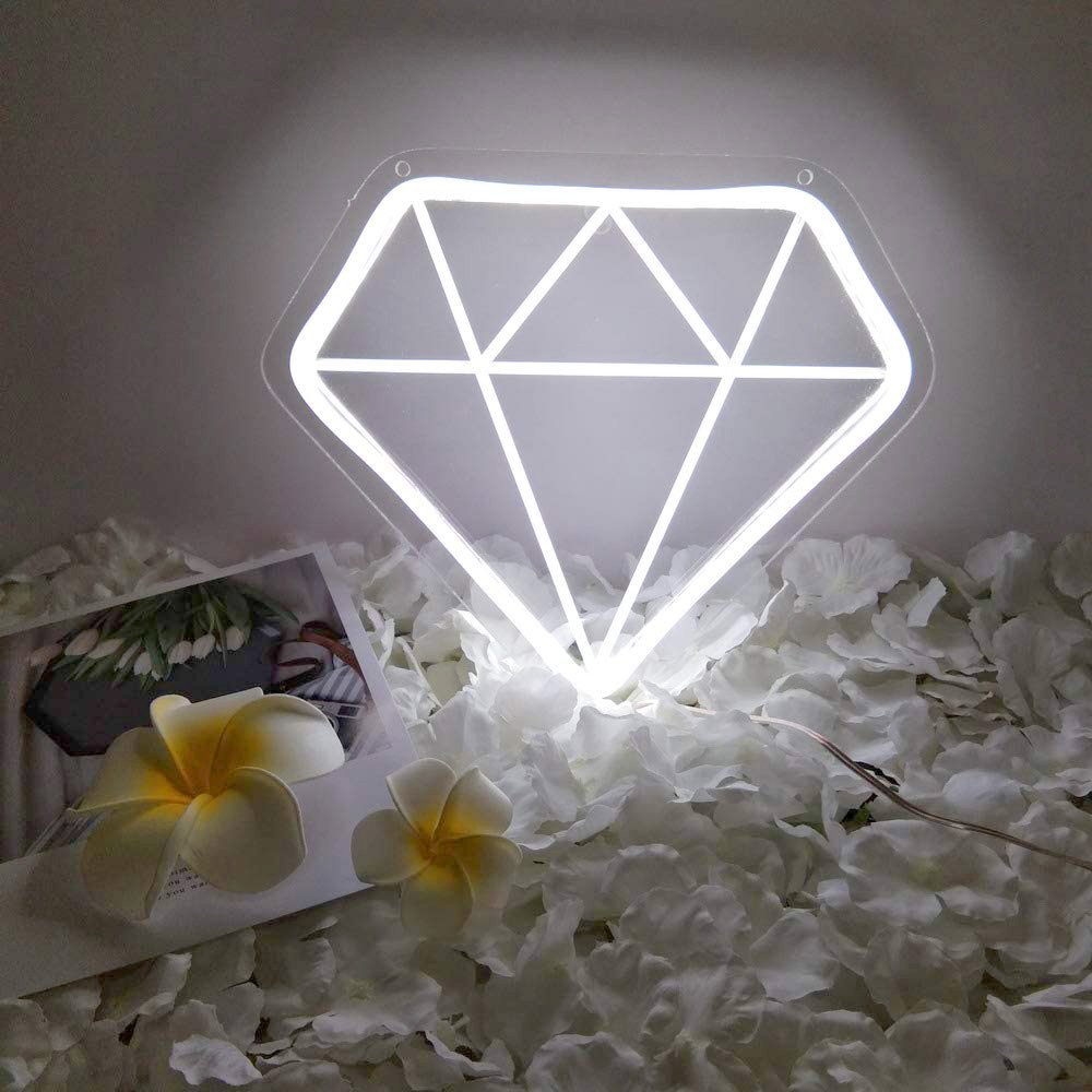 White Diamond LED Neon Sign, White Wall Light