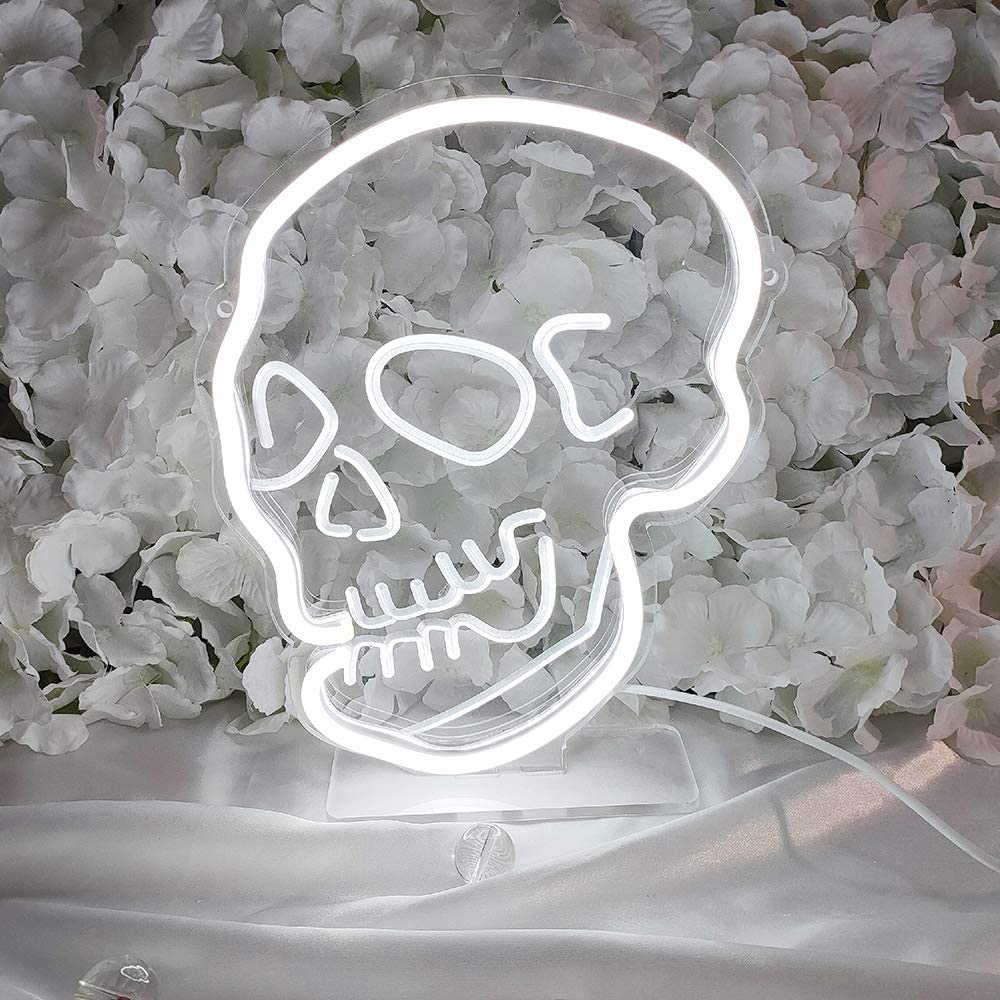 Cool White Skull LED Neon Sign, White Neon Wall Light