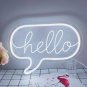 Cool White Hello LED Neon Sign, White Neon Wall Light