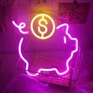Pink Piggy Bank LED Neon Sign, Piggy Bank Neon Sign, Pink Neon Wall Light