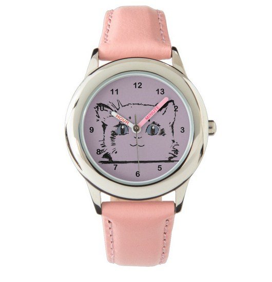 The Cat Inspired from You Need To Calm Down Pink Leather Strap Watch
