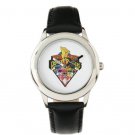 Mighty Morphin Power Rangers Stainless Steel Black Leather Strap Watch