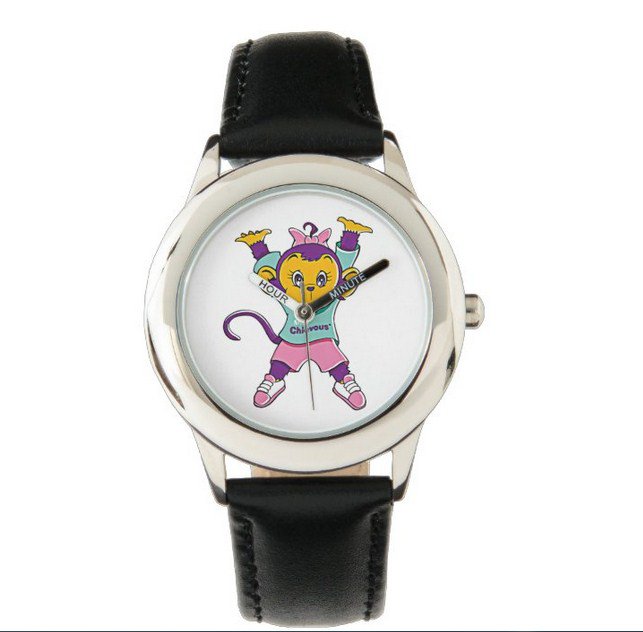 Miss Chievous Stainless Steel Black Leather Strap Watch Special For Gift