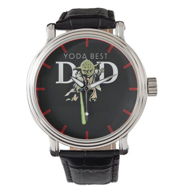 Star Wars Yoda Lightsaber Best Dad Black Leather Strap Watch Best For Gift
