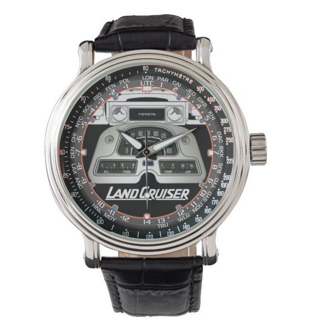 Toyota Land Cruiser Speedometer Black Leather Strap Watch