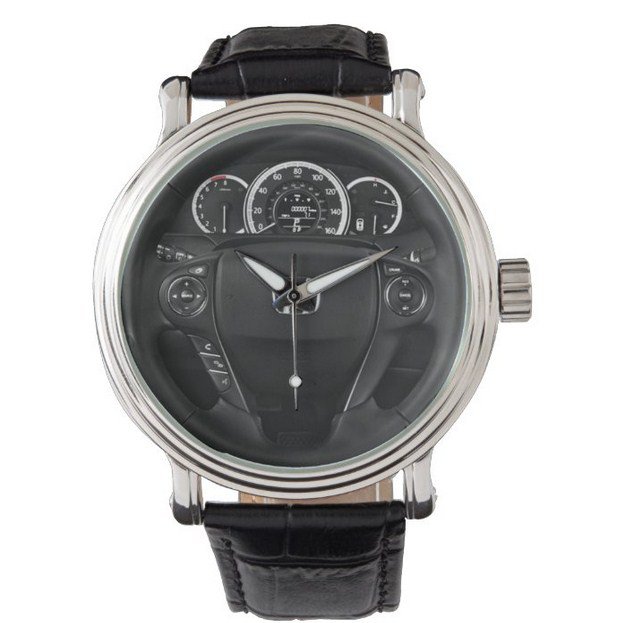 Honda Accord 4 Door V6 Auto EX L Steering Wheel Black Leather Strap Watch