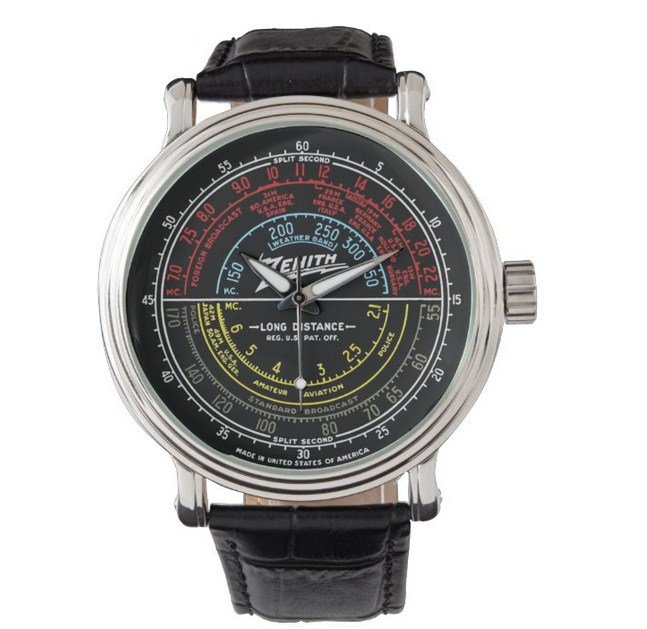 Zenith 12A58 Dial Radio Custom Black Leather Strap Watch