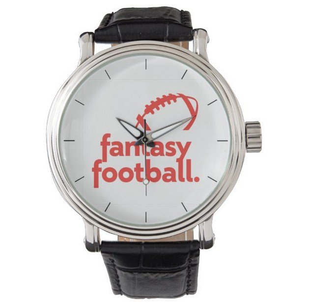 Fantasy Football. Black Leather Strap Watch Special For Gift