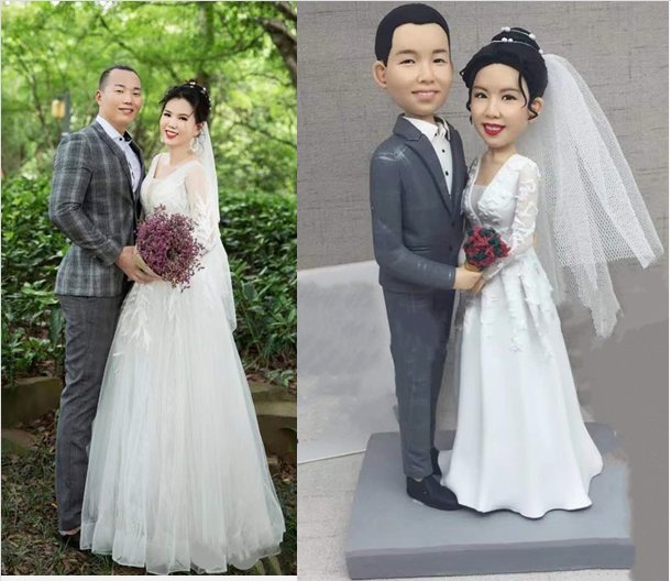 Custom Handmade 3D art Doll, Personalized Wedding Figurine For Couples, Anniversary Gifts Parents