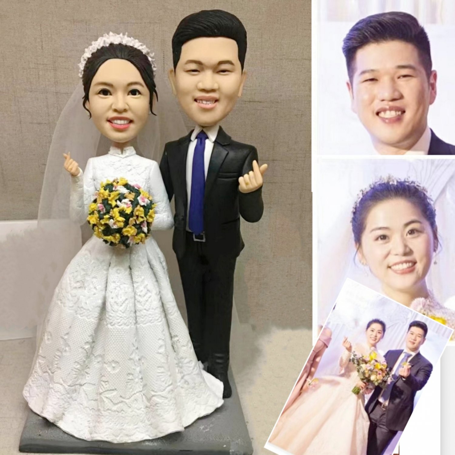 Custom Handmade 3D art Doll, Personalized Wedding Figurine For Couples, Anniversary Gifts Parents