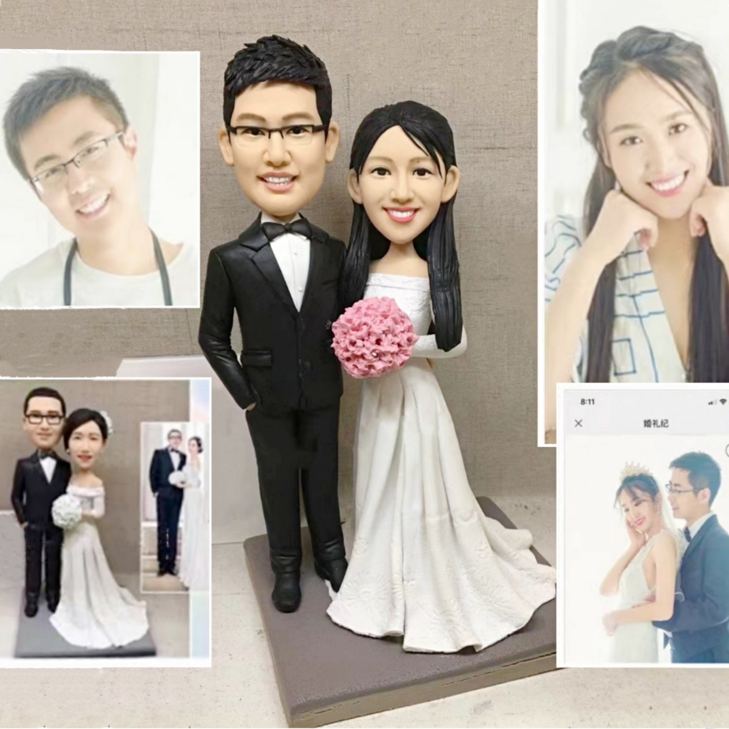 Custom Handmade 3D art Doll, Personalized Wedding Figurine For Couples, Anniversary Gifts Parents