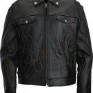 Evel Knievel Genuine Leather Mens Flame Jacket
