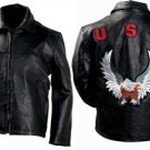 Men's leather patch jacket