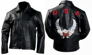 Men's leather patch jacket