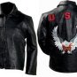 Men's leather patch jacket