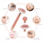 3-in-1 Electric Natural Rose Quartz Roller, Eye & Facial Vibrating Massager