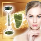 Double Head Natural Jade Facial Roller & Gua Sha Massager Set for Anti-Aging